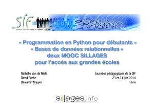 « Programmation en Python pour débutants » « Bases de données