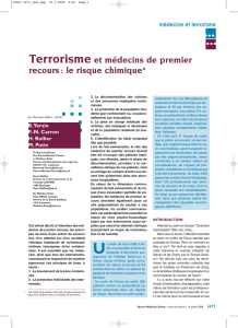 Terrorisme et médecins de premier recours : le risque chimique*