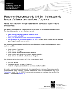 Rapports électroniques du SNISA : indicateurs de temps d`attente