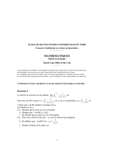 Mathematiques - 2004 - Classe Prepa HEC (ECE)