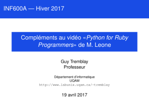 Compléments au vidéo <<Python for Ruby - LabUnix