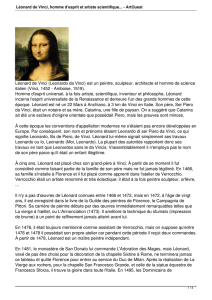 Léonard de Vinci, homme d`esprit et artiste scientifique