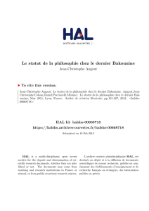 Le statut de la philosophie chez le dernier Bakounine - Hal-SHS