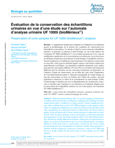 Évaluation de la conservation des échantillons urinaires en vue d