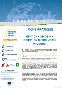 Mention "Made in" - Entreprise Europe Sud Ouest France