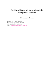 Arithmétique et compléments d`alg`ebre linéaire