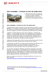 SEAT Alhambra : 5 étoiles au test de l`Euro NCAP