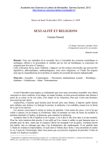 sexualité et religions - Académie des Sciences et Lettres de