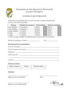 contrat de publicité - Municipalité Saint-Bernard-de