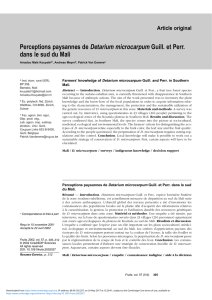 Perceptions paysannes de Detarium microcarpum Guill. et Perr