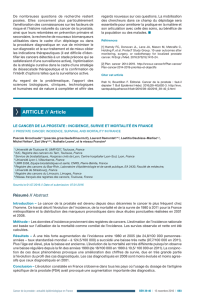 Le cancer de la prostate : incidence, survie et mortalité en France