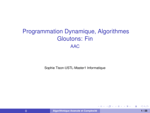 Programmation Dynamique, Algorithmes Gloutons: Fin - AAC