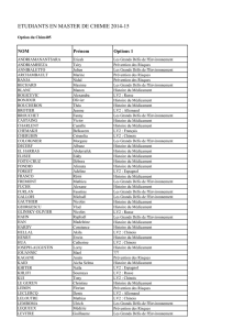 ETUDIANTS EN MASTER DE CHIMIE 2014-15