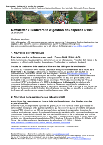 Newsletter « Biodiversité et gestion des espèces » 1/09