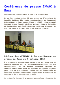 Conférence de presse IMWAC à Rome,la Process Théology,Une
