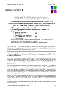 L`activité des acteurs français du capital-investissement en 2006