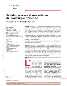 Cellules souches et nouvelle loi de bioéthique française