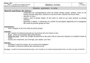 Séquence : le futur Domaine : grammaire – le verbe Objectifs