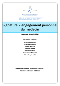 Signature – engagement personnel du médecin