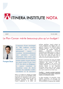Nota 7 - Le plan cancer