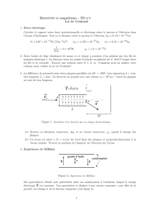 Electricité et magnétisme - TD n  1 Loi de Coulomb E = AV/d y