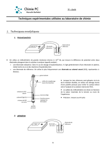 Techniques expérimentales utilisées au laboratoire de chimie