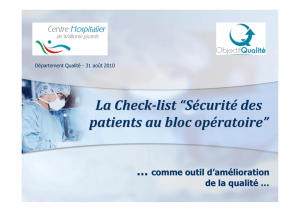 La Check-list “Sécurité des patients au bloc opératoire”