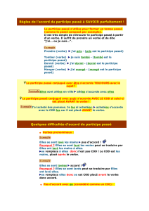 Règles de l`accord du participe passé à SAVOIR parfaitement