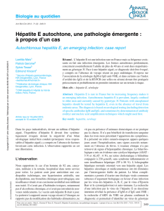 Hépatite E autochtone, une pathologie émergente : à propos d`un cas
