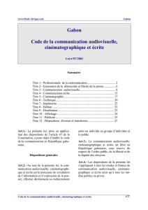 Gabon Code de la communication audiovisuelle - Droit