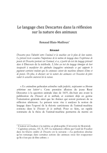 Le langage chez Descartes dans la réflexion sur la nature