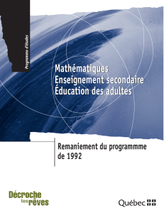 Mathématiques, enseignement secondaire, éducation des adultes