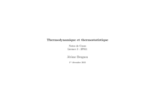 Thermodynamique et thermostatistique Jérôme Beugnon