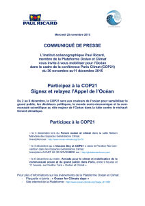 Participez à la COP21 Signez et relayez l`Appel de l`Océan