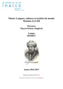 Master Langues, cultures et sociétés du monde Mention LLCER