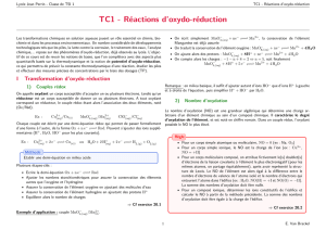TC1 - Réactions d`oxydo-réduction