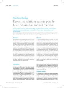 Prévention et dépistage : recommandations suisses pour le bilan de
