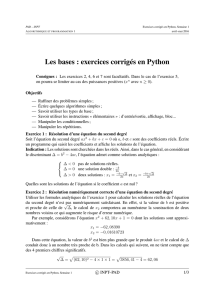 Les bases : exercices corrigés en Python