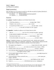 FR203: Fiche 8 Les Phrases de condition Rappel grammatical