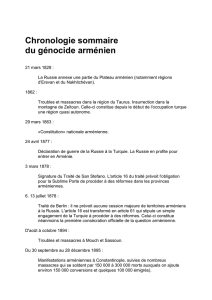 Chronologie sommaire du génocide arménien