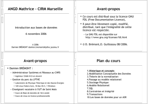 ANGD Mathrice – CIRM Marseille Avant-propos Avant