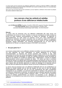 Les cancers chez les enfants et adultes porteurs d`une déficience
