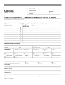 le formulaire CADDRA pour le transfert de patients atteints d`un