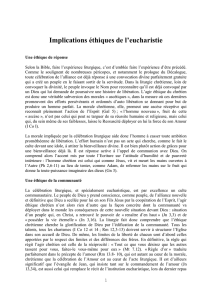 Implications éthiques de l`eucharistie