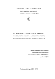 LA NATURPHILOSOPHIE DE SCHELLING