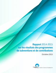 Rapport 2014-2015 sur les Resultats des Programmes de