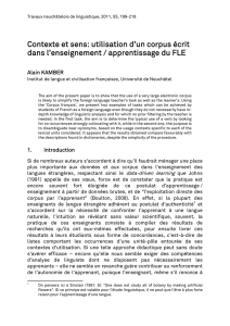 Contexte et sens: utilisation d`un corpus écrit dans l