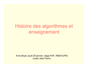 Histoire des algorithmes et enseignement