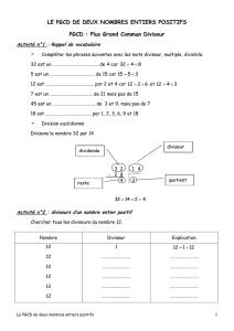 LE PGCD DE DEUX NOMBRES ENTIERS