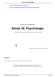 Alinéa 30. Psychologie - Médiathèque Jacques BAUMEL